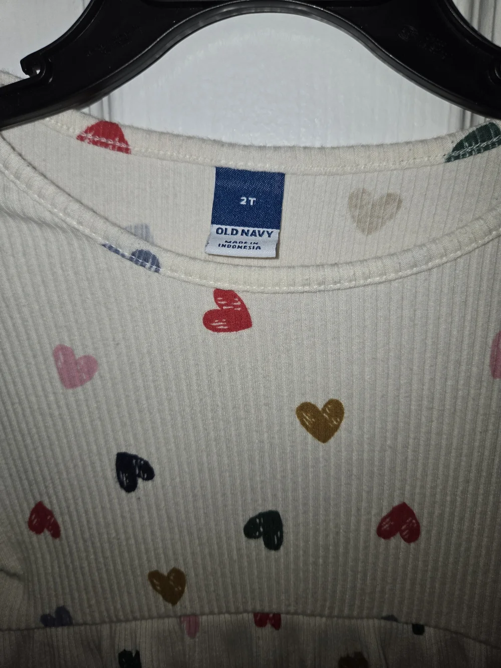 Old Navy Cream Ribbed Heart-Print Dress